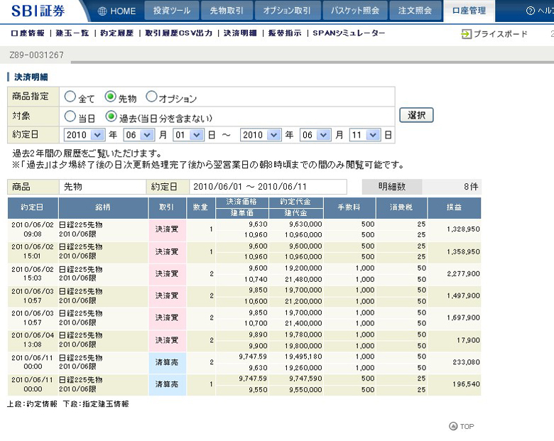 ６月口座実績