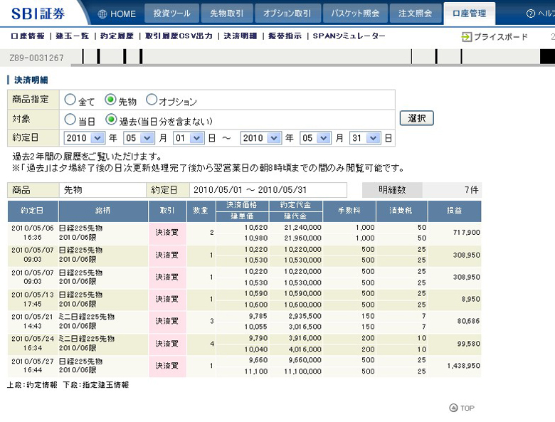 ５月口座実績