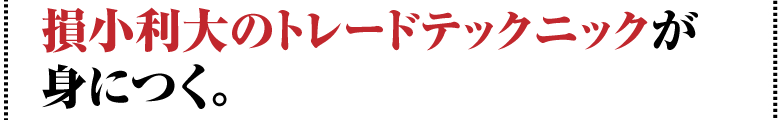 損小利大のトレードテックニックが身につく。