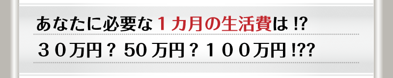 あなたに必要な１ヶ月の生活費は！？３０万円？５０万円？１００万円？？？