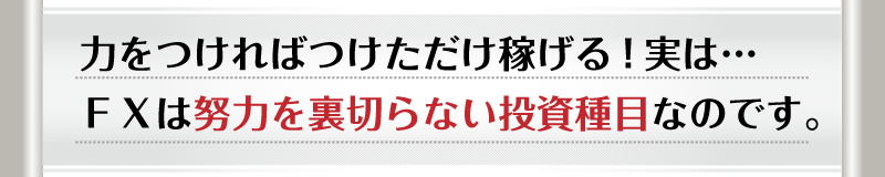 力をつければつけただけ稼げる！実は…ＦＸは努力を裏切らない投資種目なのです。