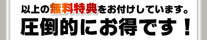 以上の無料特典をお付けしています。圧倒的にお得です！